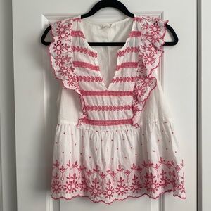 Gap sleeveless top with pink detailing, size small.